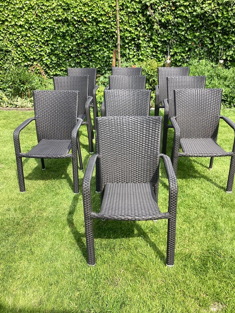 10x Manifesto tuinstoelen - prijs per stuk, Ophalen, Zo goed als nieuw, Wicker, Stapelbaar