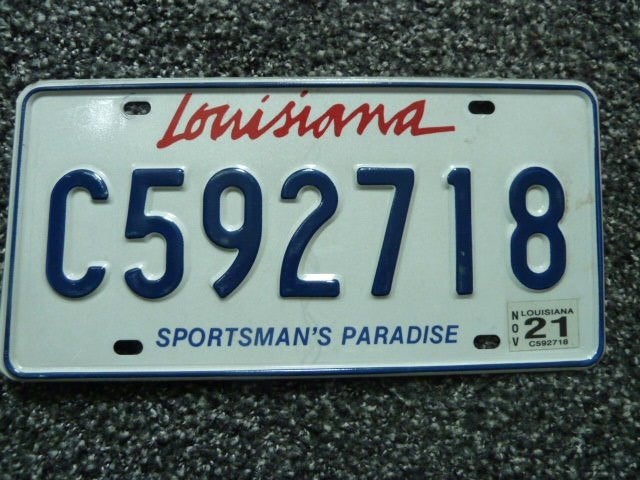 Kentekenplaat licenseplate Louisiana USA, Verzenden, Gebruikt, Auto's