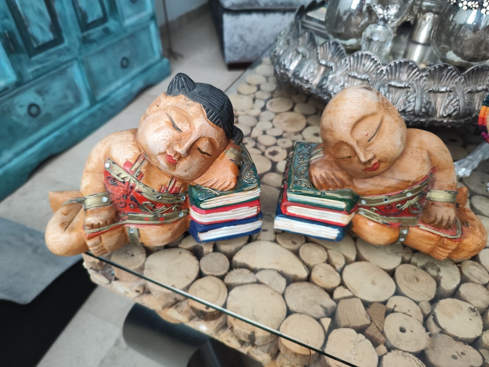 vintage Chinees houten Boeddha beeldjes, Ophalen of Verzenden
