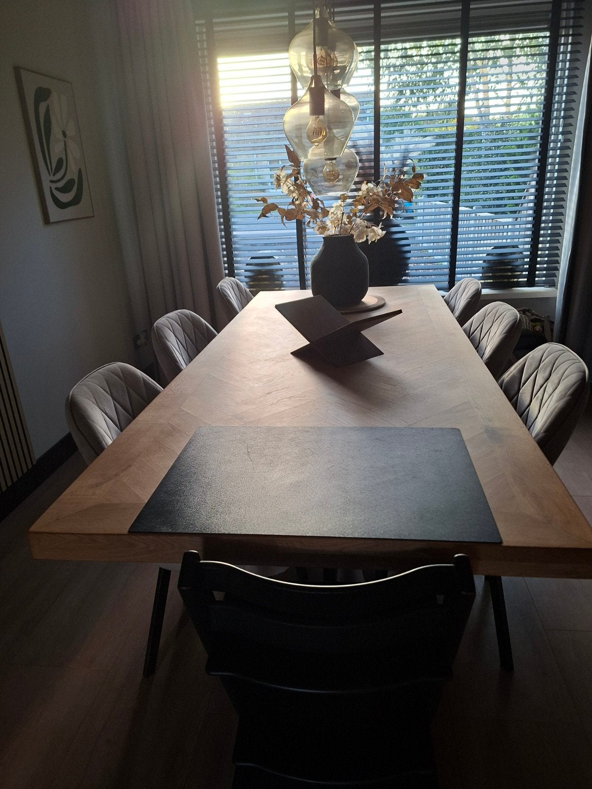 Visgraat eiken eettafel, Ophalen, Zo goed als nieuw
