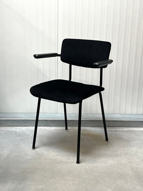 Gispen 1235 eettafelstoel vintage design eetkamerstoel grijs, Huis en Inrichting, Metaal, Gebruikt, ., Zwart