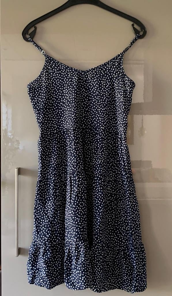 E34/1 Blauw zomerjurkje / zonnejurkje met hartjes, Clockhous, Blauw, Ophalen of Verzenden, Zo goed als nieuw, Clockhouse