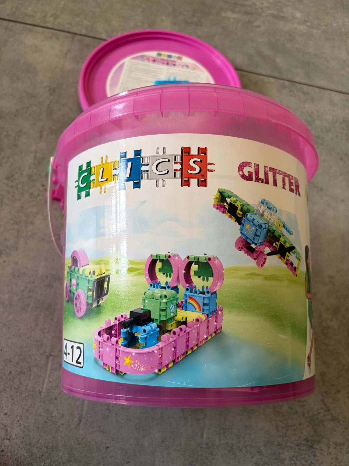 Clics Glitter Bouwblokken Emmer - Roze (4-12 jaar), Ophalen of Verzenden, Gebruikt, Overige merken