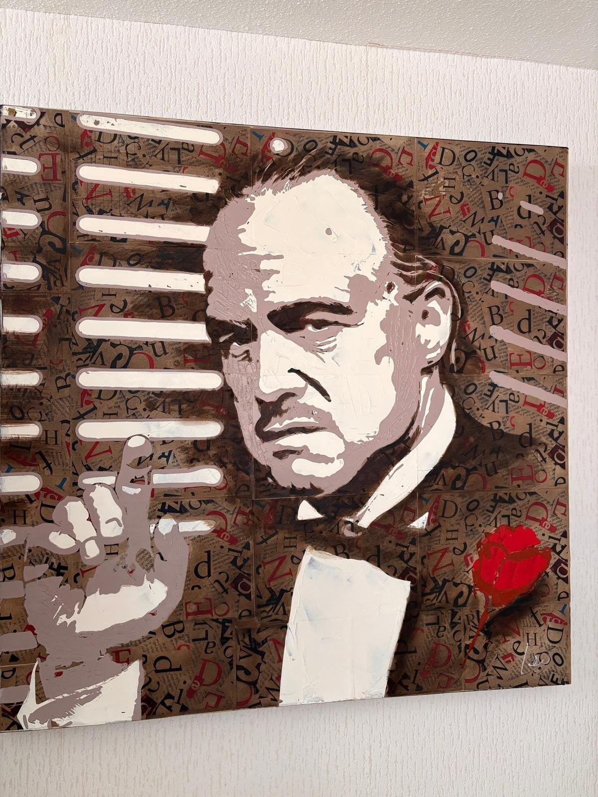 Modern Schilderij: De Peetvader (Marlon Brando), Film, Papier/karton, Ophalen of Verzenden, Stencilkunst