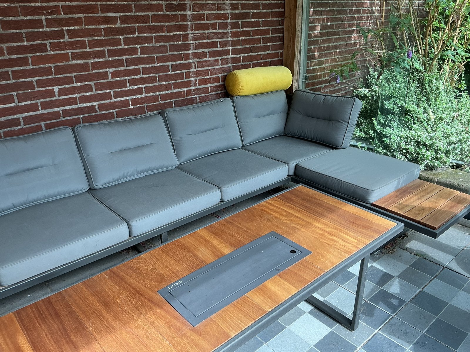 Loungebank met Memoryfoam kussens en vuurtafel, Ophalen, Gebruikt, Meer dan 8 zitplaatsen, Aluminium