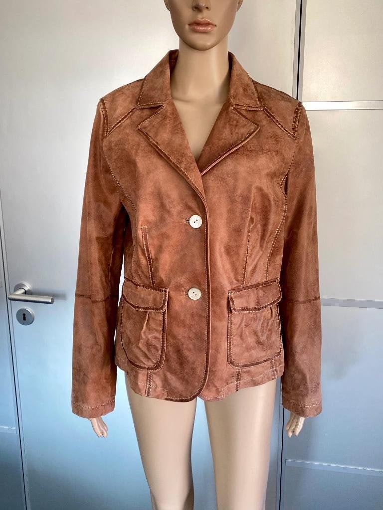 J112 Donna D maat 42=L echt-leren jasje jas blazer bruin, Kleding | Dames, Donna D, Bruin, Maat 42/44 (L), Ophalen of Verzenden