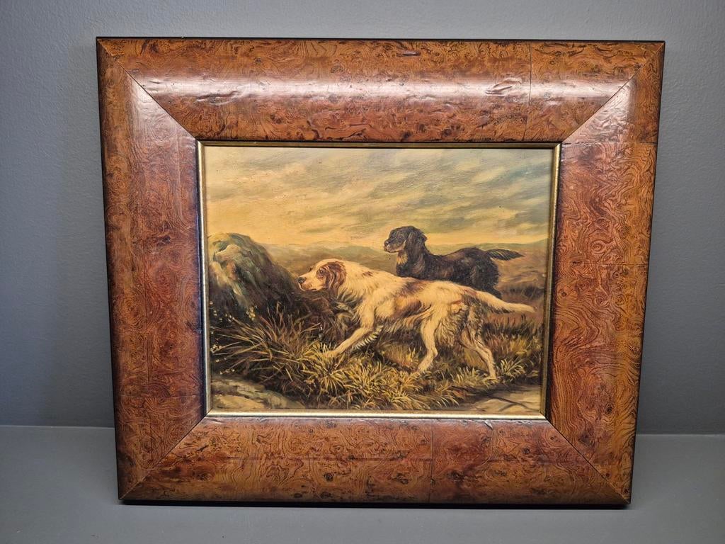 Luxe schilderij op koper uit Engeland / walnoot lijst, Antiek en Kunst, Kunst | Schilderijen | Klassiek, Ophalen of Verzenden