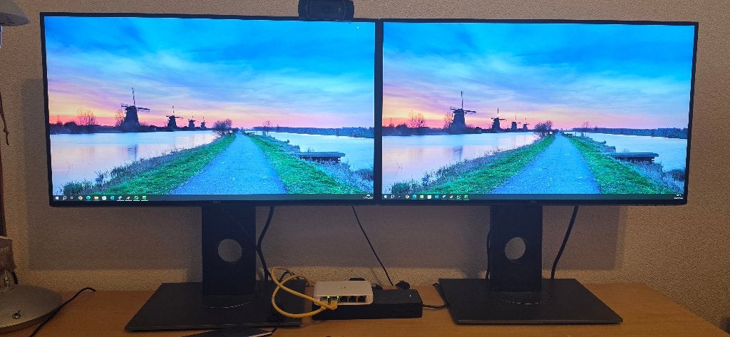 2x Dell UltraSharp U2518D 25" monitor + HP docking station, Ophalen, IPS, Zo goed als nieuw, Dell
