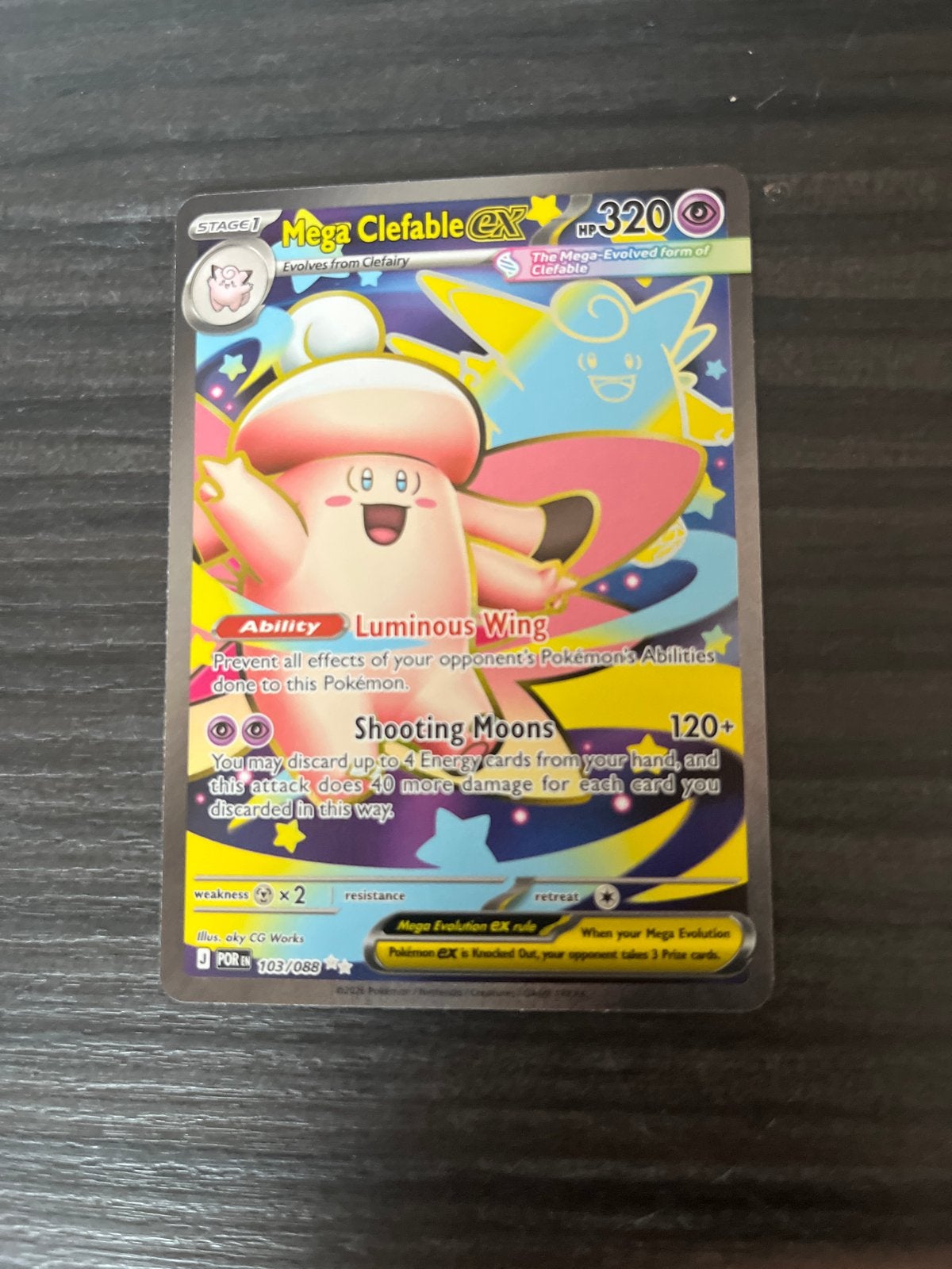 Mega Clefable EX Pokémon Kaart 103/088, Ophalen of Verzenden, Zo goed als nieuw, Losse kaart