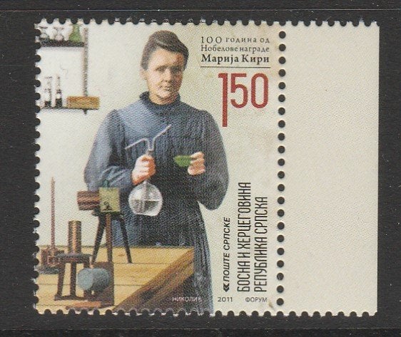 Bosnië - nobelprijswinnaars, Marie Curie - pf, Ophalen of Verzenden, Overige landen, Postfris