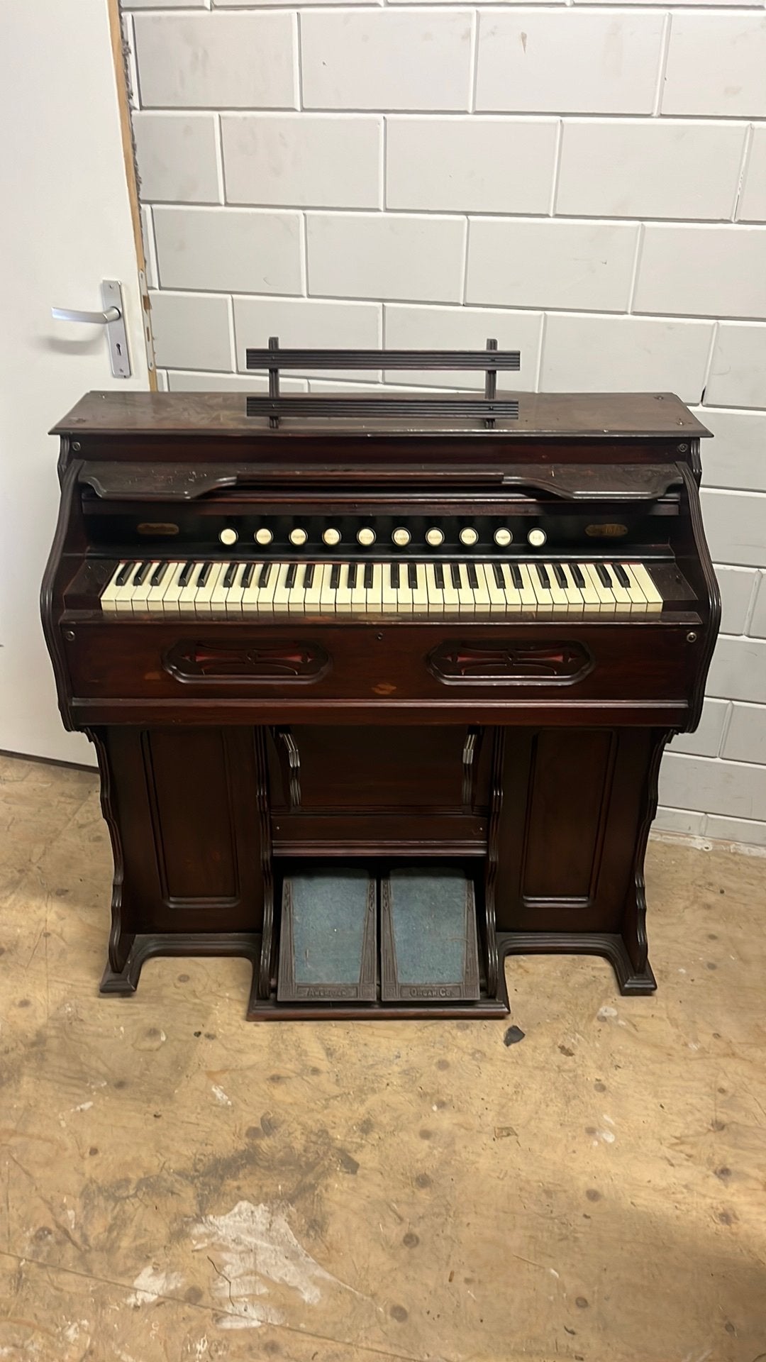 antiek houten harmonium (of pomp- / zuigwindorgel), Muziek en Instrumenten, Ophalen, Gebruikt, 2 klavieren, Harmonium