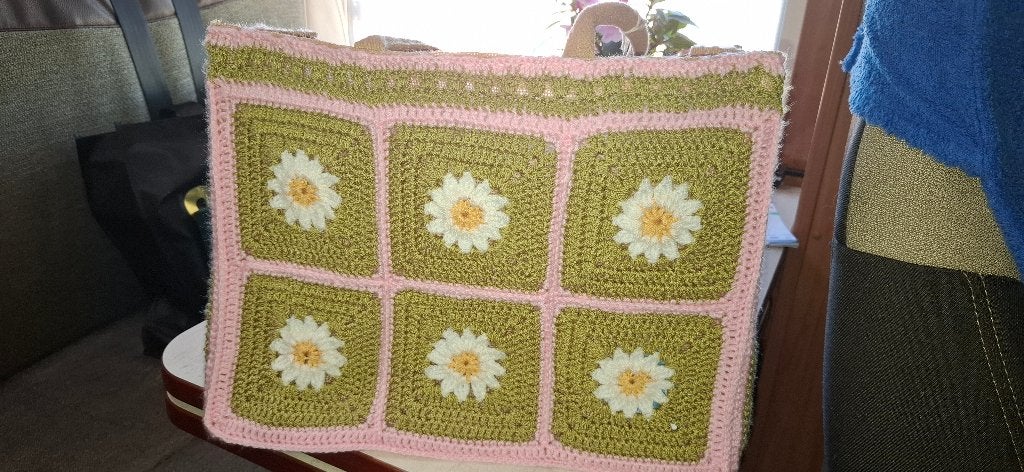 grote tas/ big shopper met granny square, Ophalen of Verzenden, Nieuw, Groen, Shopper