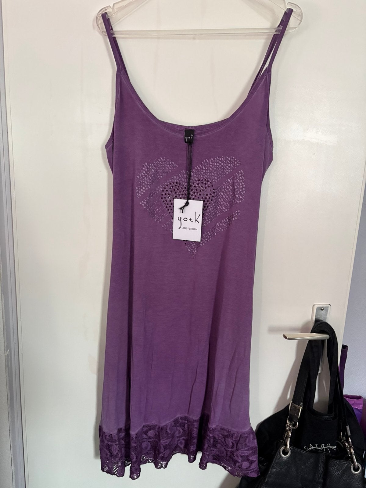 Yoek paars jurkje”hart”, nw met kaartje, maat S, Kleding | Dames, Grote Maten, Ophalen of Verzenden, Nieuw, Paars, Jurk