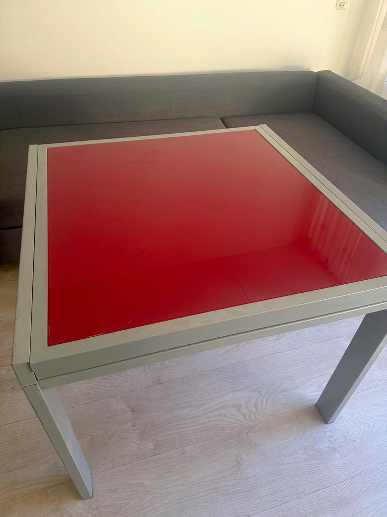 Eettafel met tempered glas, Huis en Inrichting, Ophalen, Gebruikt, Vierkant, 50 tot 100 cm