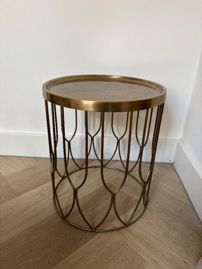 Brass Side Table, Ophalen of Verzenden, Gebruikt, 25 tot 50 cm, Rechthoekig