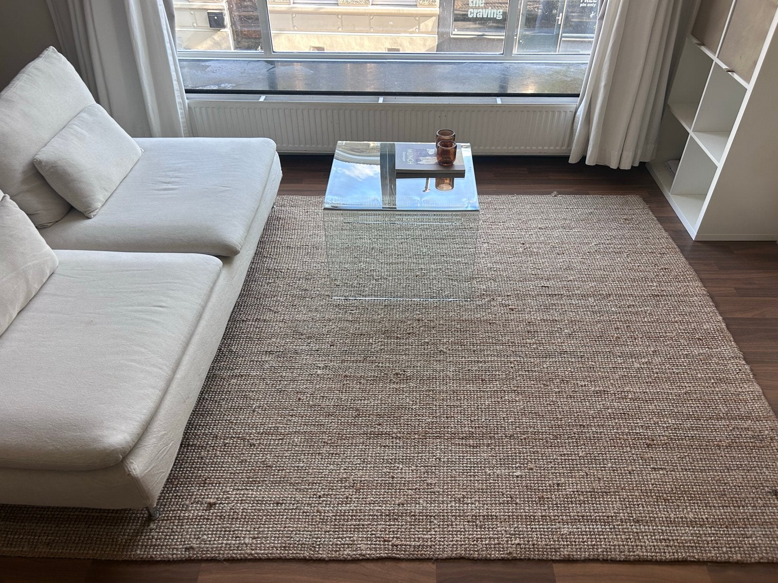 IKEA LOHALS Vloerkleed, glad geweven, naturel, 200x300 cm, Ophalen, Gebruikt, Beige, 200 cm of meer