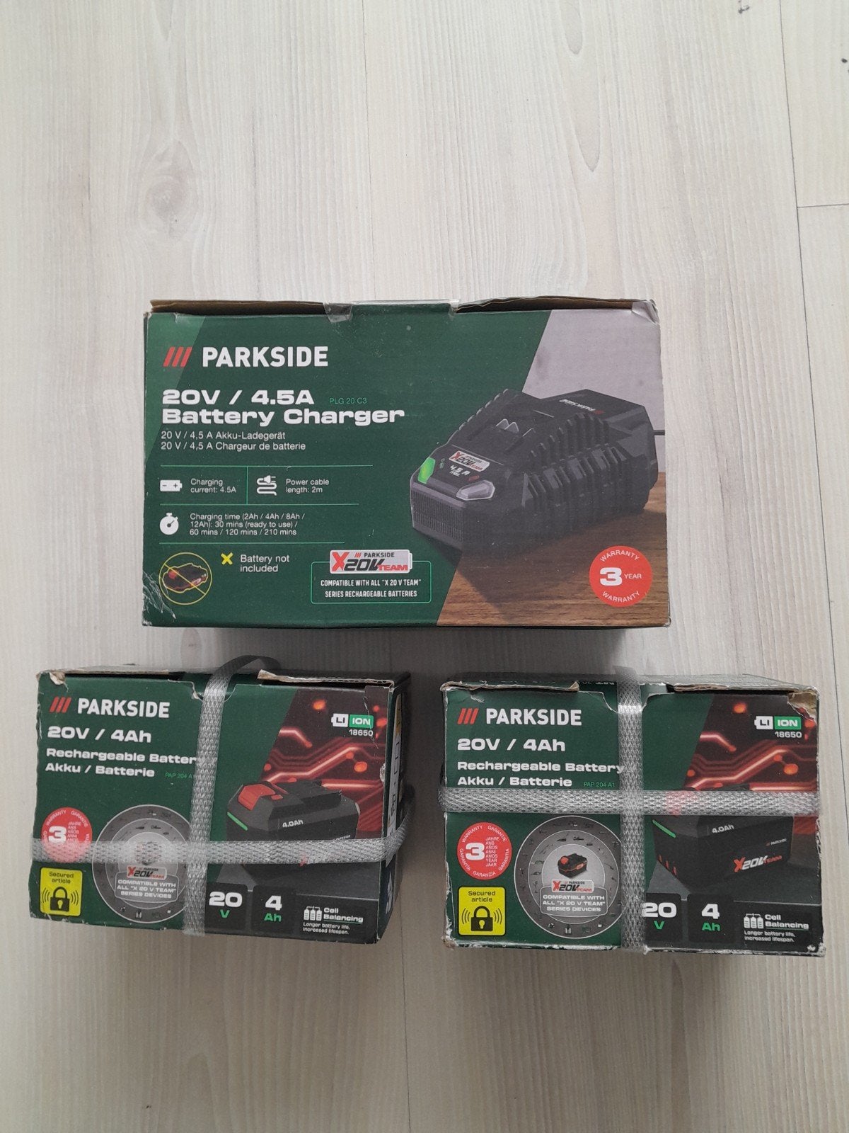Parkside 20v 4ah accu s en snel lader, Ophalen, Nieuw