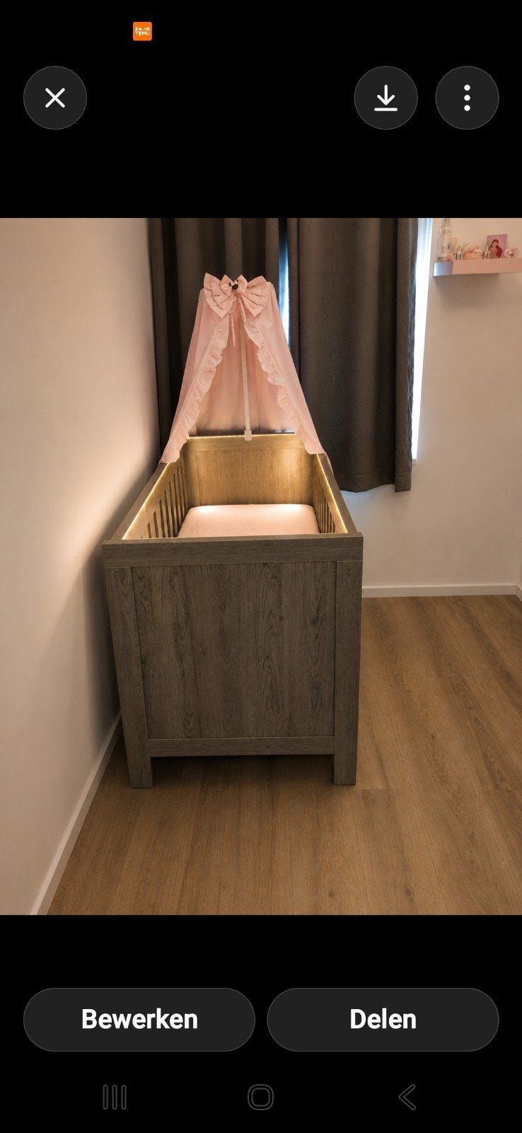 Babybedje grijs, Ophalen, Zo goed als nieuw, Jongetje of Meisje