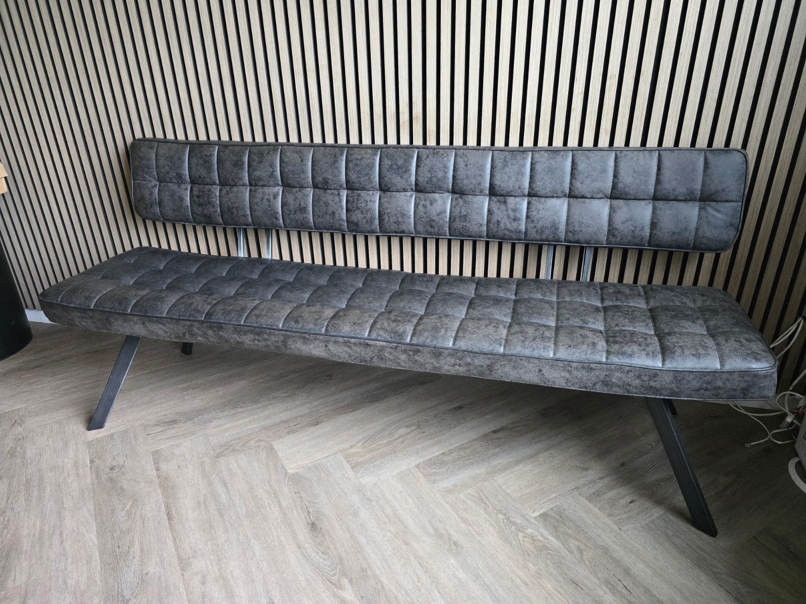 Dimehouse Industriële Eetkamerbank 180cm Kunstleer, Ophalen