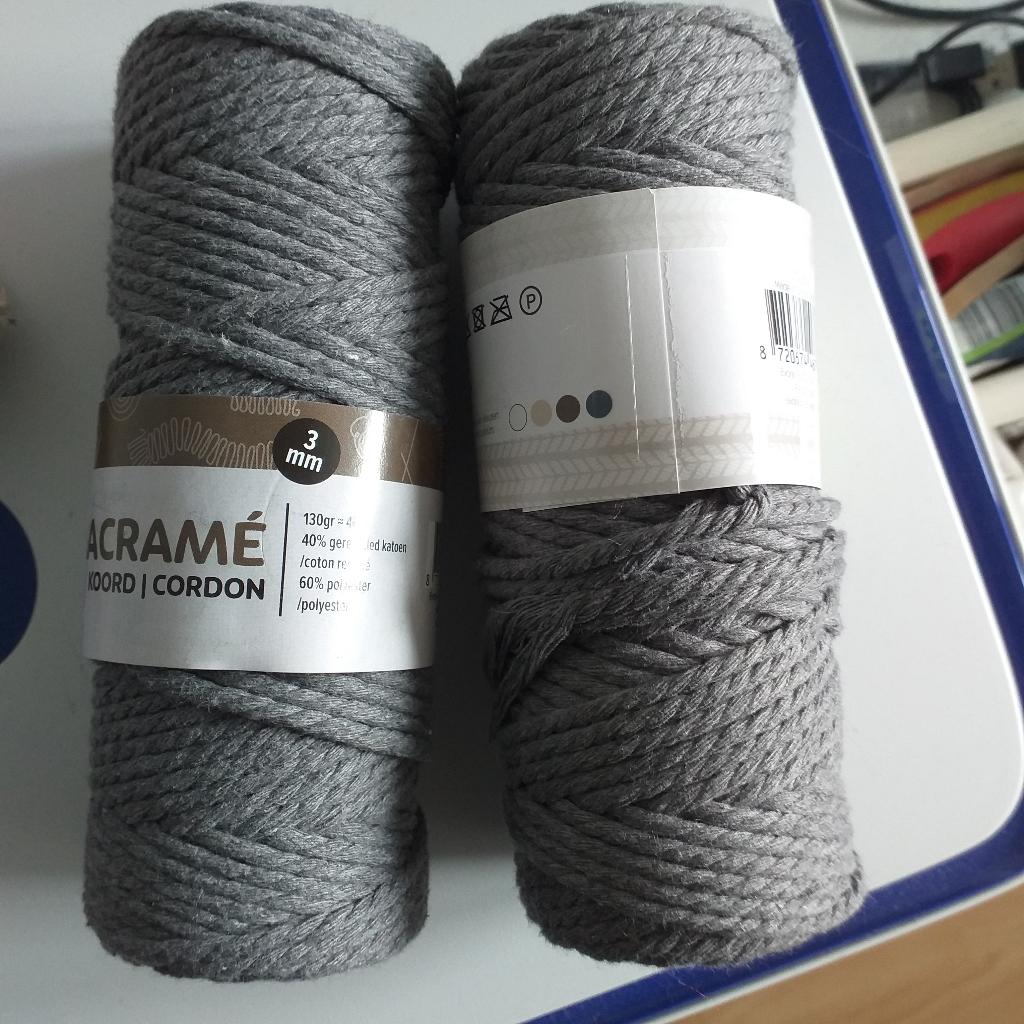 Macrame touw,  2 rollen, grijs, Ophalen of Verzenden, Nieuw, Breien of Haken, Overige typen