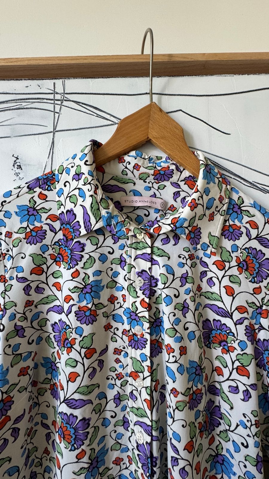 Studio Anneloes Bobby Batik Blouse - Offwhite/Purple Blue, Ophalen of Verzenden, Zo goed als nieuw, Maat 38/40 (M), Meerkleurig