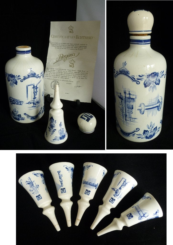 Vintage Regina Gouda Delfts blauwe likeurset + 5 schenktuit, Ophalen of Verzenden