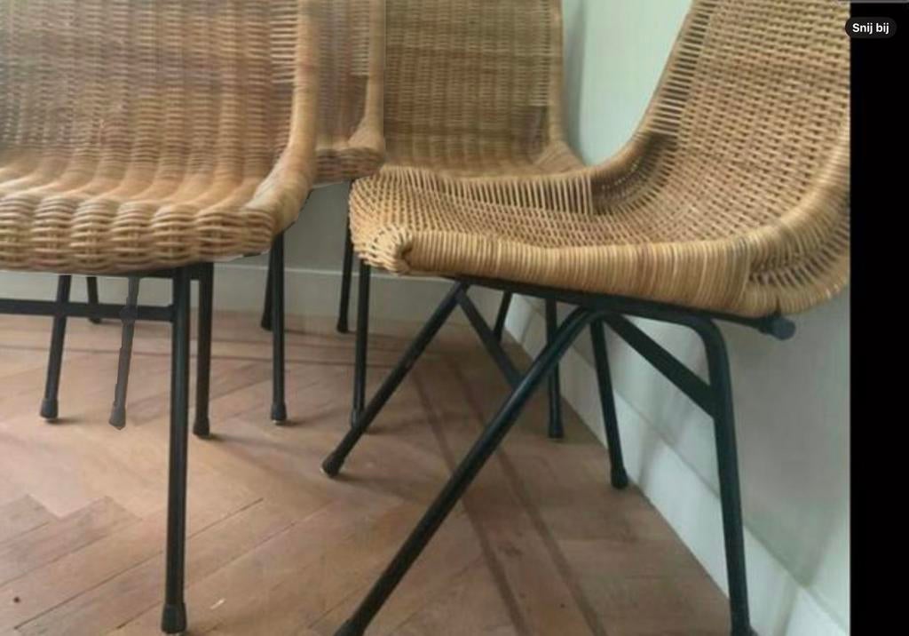 Set van 4 dutch design eetkamerstoelen DvSliedregt, Gebruikt, Zwart, Ophalen of Verzenden, Metaal