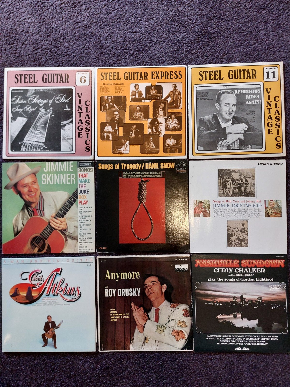 Vintage Country & Steel Guitar LP's - 9 stuks, Ophalen of Verzenden, Voor 1960, Gebruikt, 12 inch