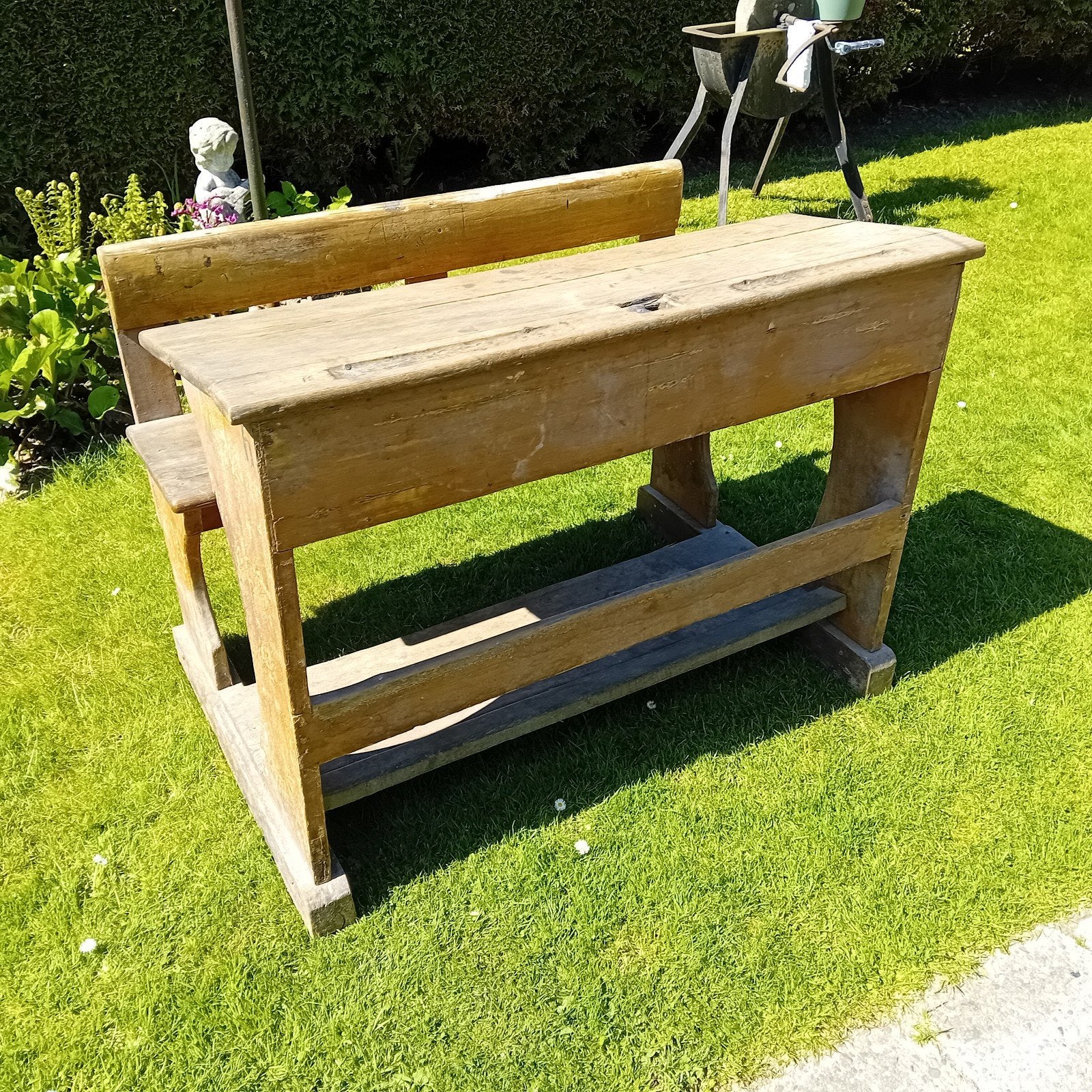 Oude schoolbank  Houten antieke schoolbank, Ophalen, Gebruikt, Hout