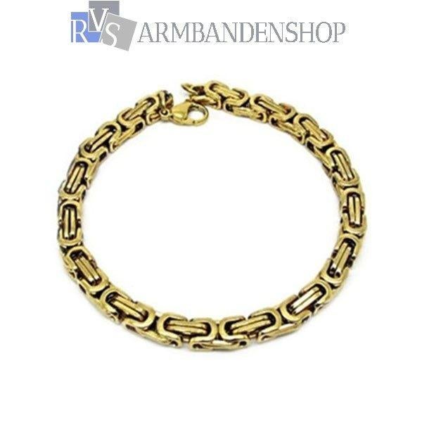 Rvs Gold-color gouden rvs koningsschakel armband., Verzenden, Nieuw, Goud, Overige materialen