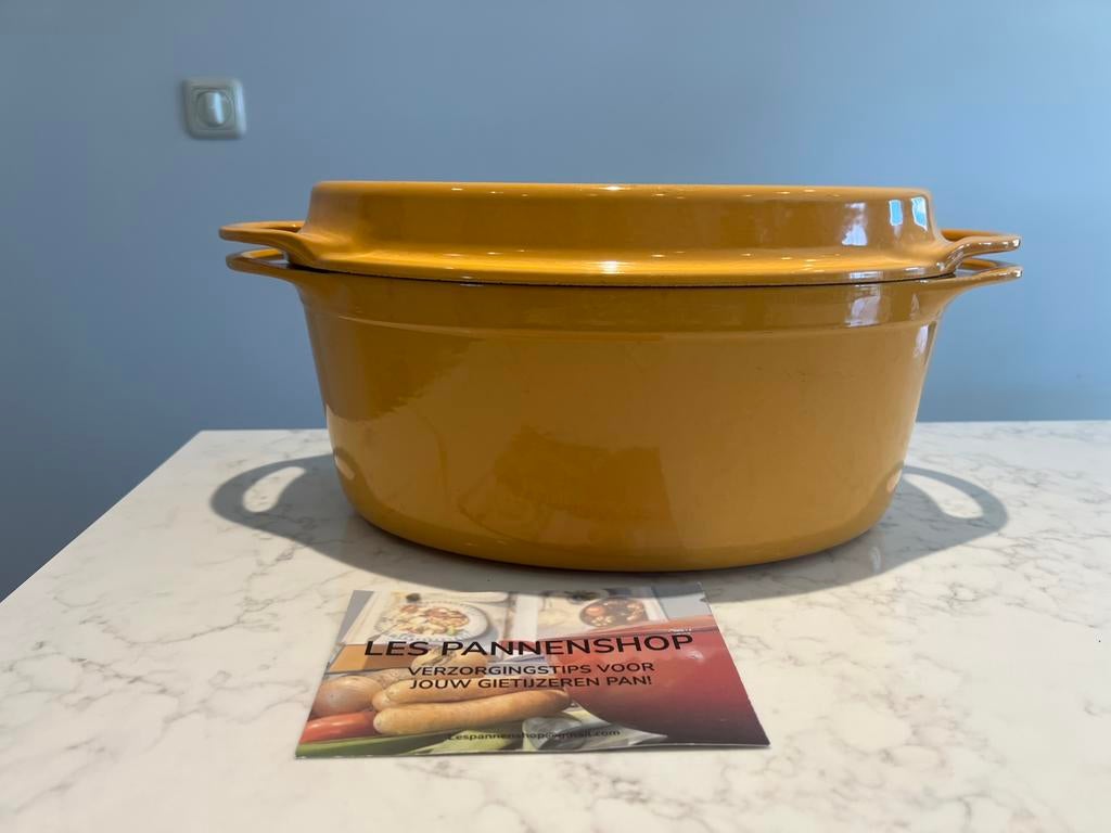 Cousances braadpan met grill deksel, 32 cm ovaal, Gebruikt, Gietijzer, Ophalen of Verzenden, Keramische plaat