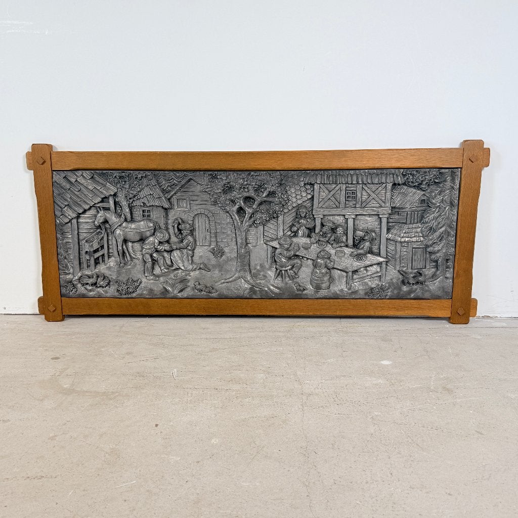 Tinnen wandpaneel met herbergscene, Antiek en Kunst, Ophalen