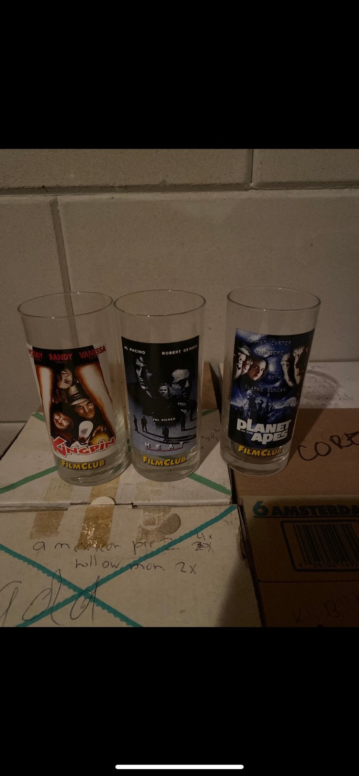 filmclubglazen vele soorten 4€ stuk, Ophalen of Verzenden, Zo goed als nieuw, Overige typen