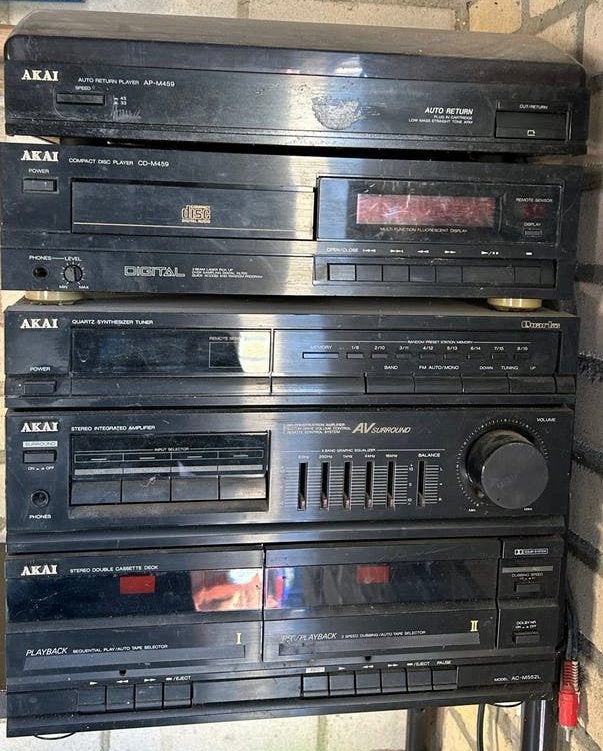 Akai AP-M459 Hifi set met platenspeler, CD, tuner, cassette, Gebruikt, Cassettedeck, Akai, Losse componenten