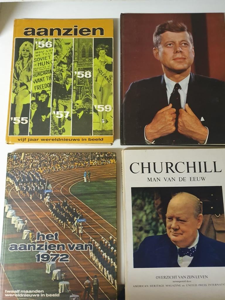 4 historische boeken: Aanzien, Churchill, Kennedy, Ophalen of Verzenden