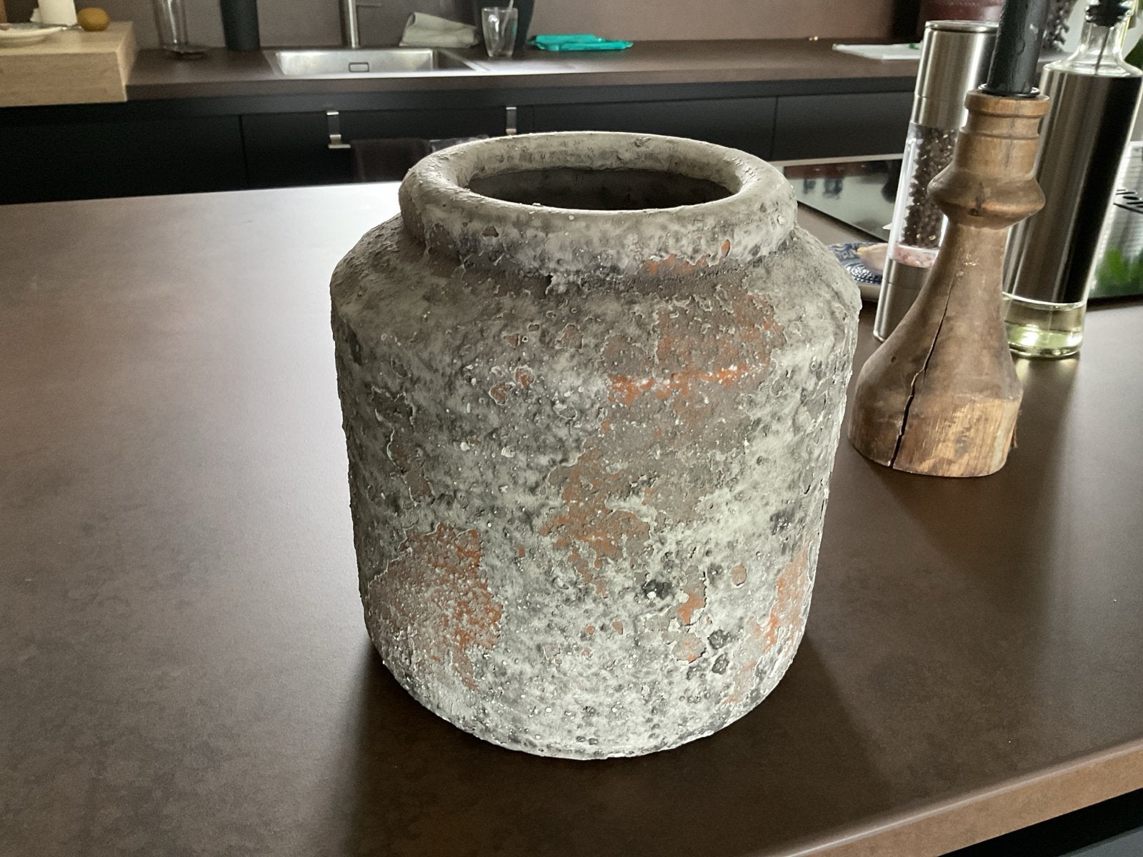 Decoratieve aardewerken pot - 22cm hoog, Ophalen