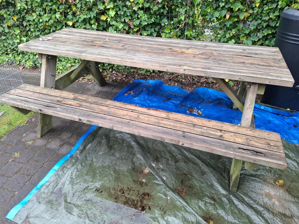 Picknick tafel 220x150, Ophalen, Gebruikt, Rechthoekig, Hout