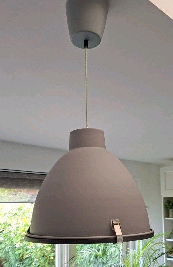 2x Hanglampen doorsnee 40 cm - Grijs, Zo goed als nieuw, Modern industrieel, Metaal, E27 (groot)