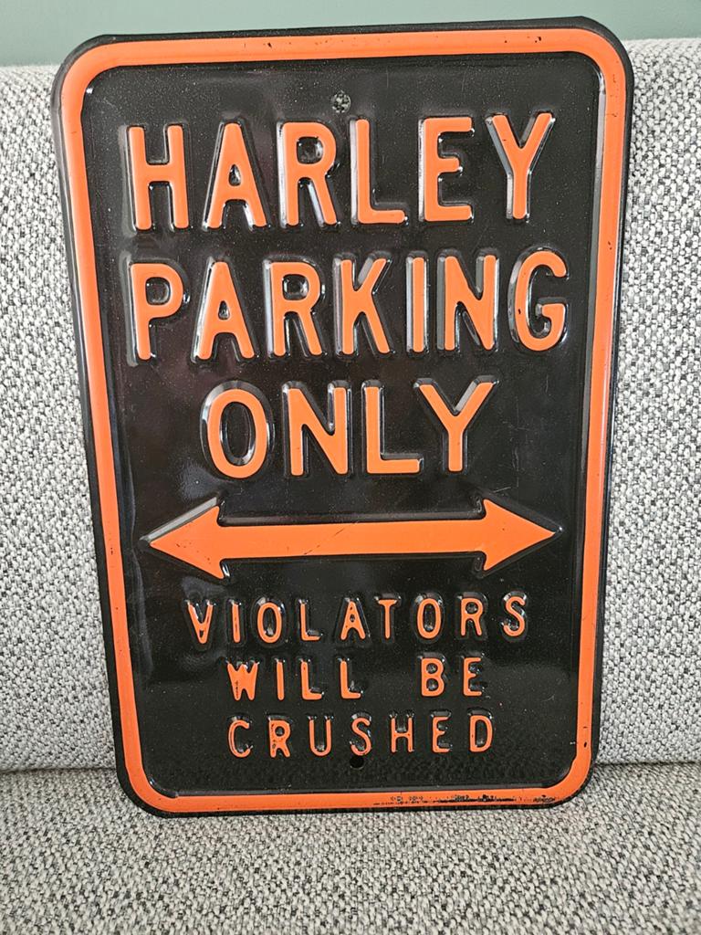 Harley Parking Only - Metalen Bord met Reliëfletters, Ophalen of Verzenden