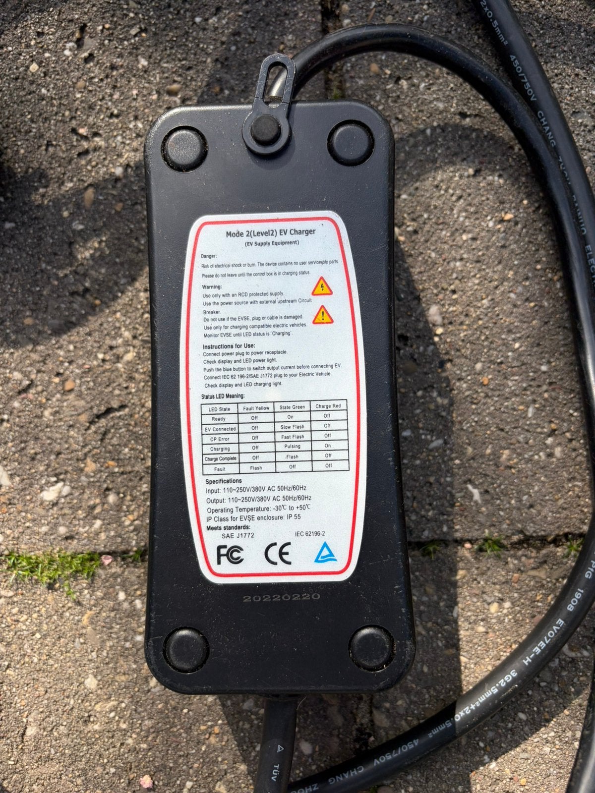 Laadkabel EV van 230V stopcontact naar auto Type 2, Ophalen of Verzenden, Gebruikt