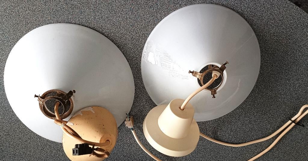 2 hanglampen Schoenmakerslamp /pen -hanglampjes, Huis en Inrichting, Lampen | Hanglampen, Gebruikt, Glas, Vintage - antiek, Ophalen of Verzenden