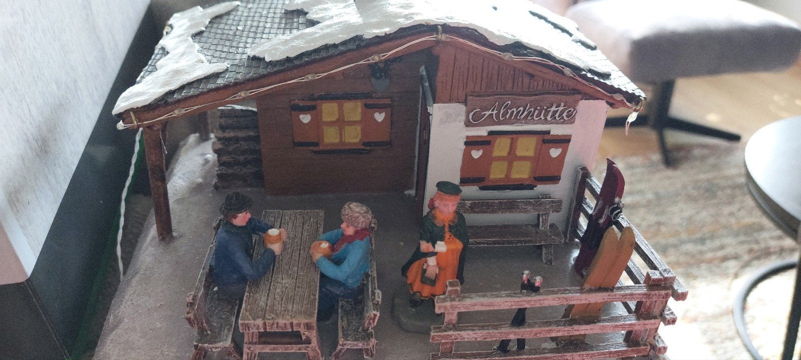 skihut almhut met verlichting, Ophalen of Verzenden