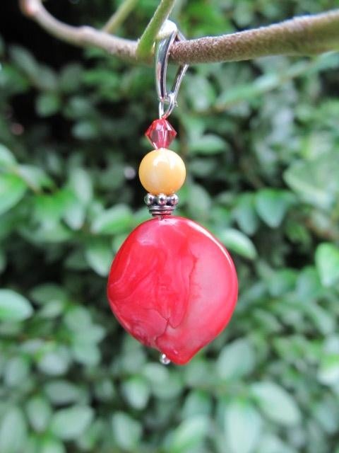 Hanger Summer Feeling parelmoer-swarovski zilver, Ophalen, Nieuw, Met edelsteen, Rood