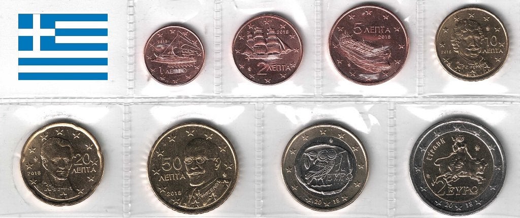 UNC set Griekenland 2018 - 1 cent t/m 2 euro, Verzenden, Griekenland, Overige waardes, Setje