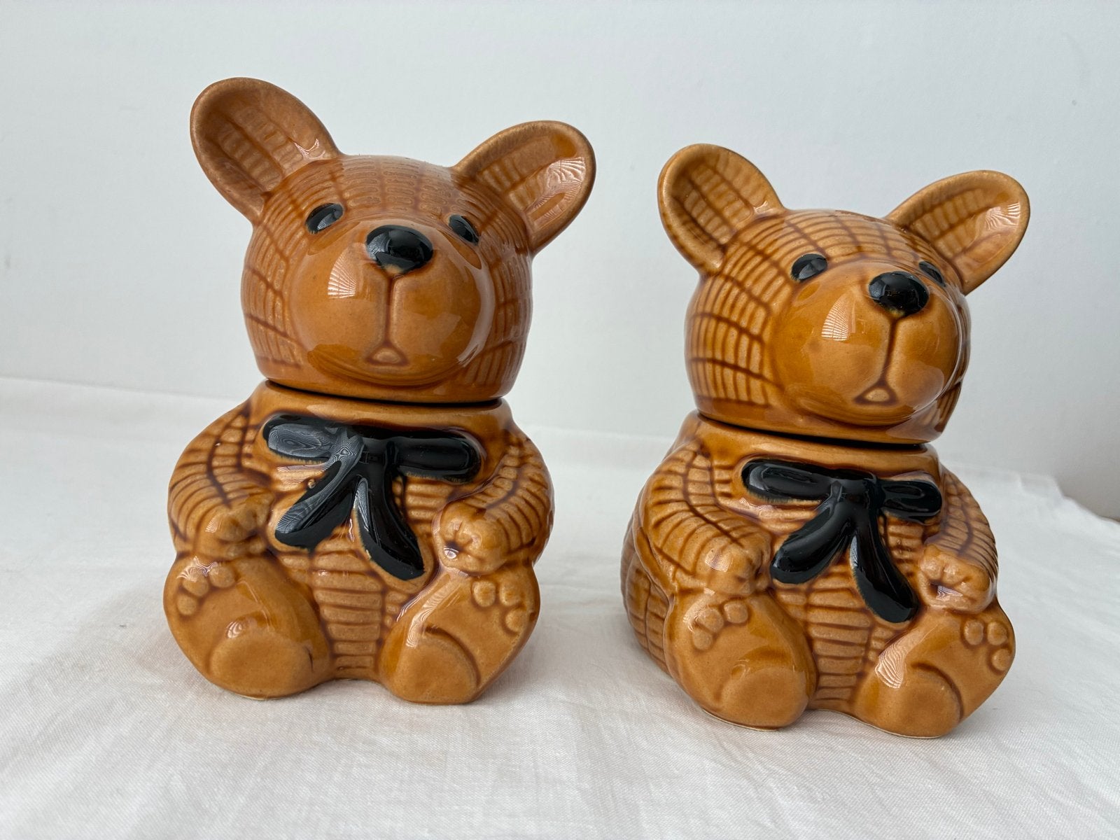 Set van 2 vintage teddybeer honingpotjes, Ophalen of Verzenden