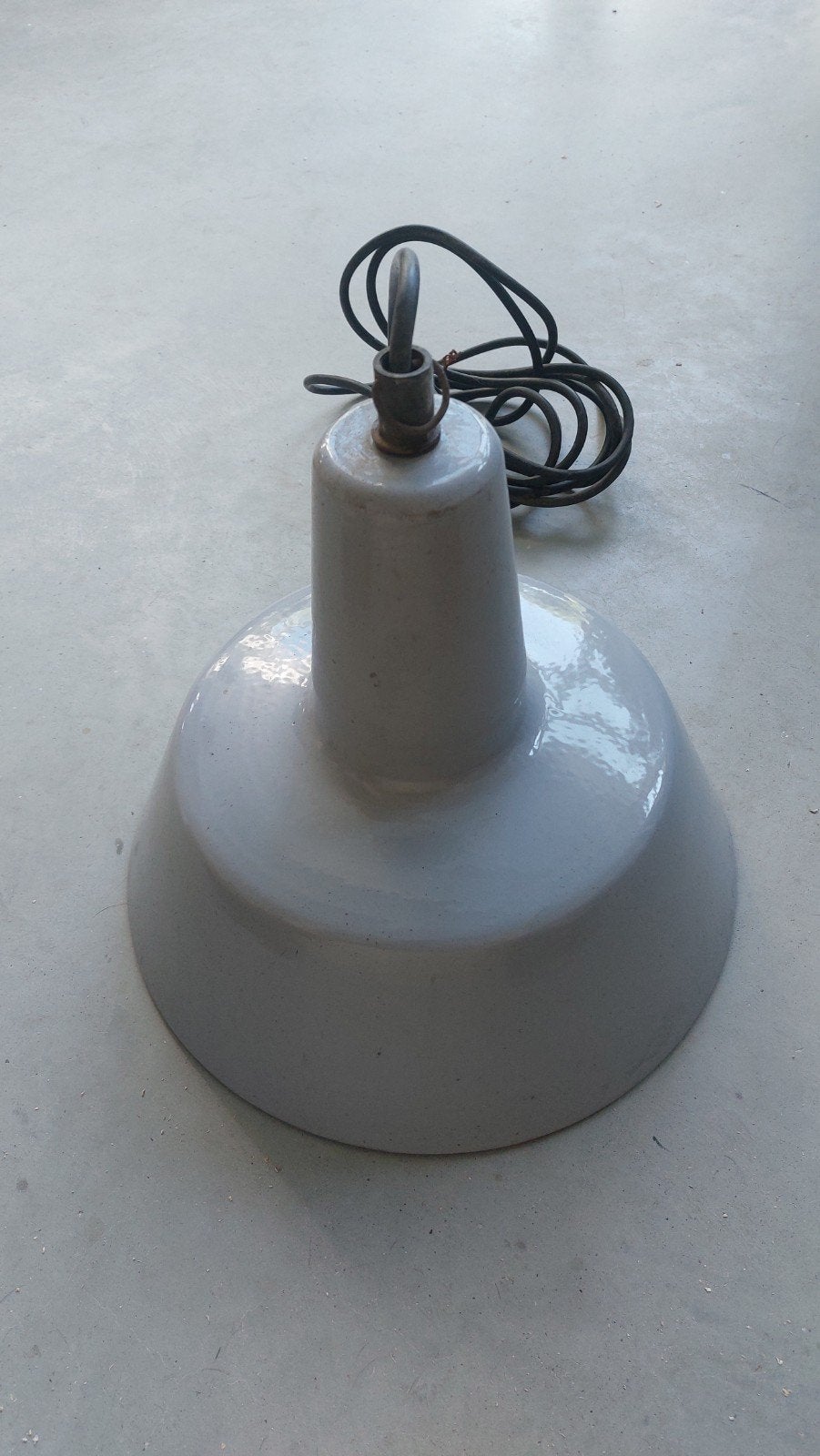 Vintage industriële Philips hanglamp - Grijs emaille, Ophalen of Verzenden