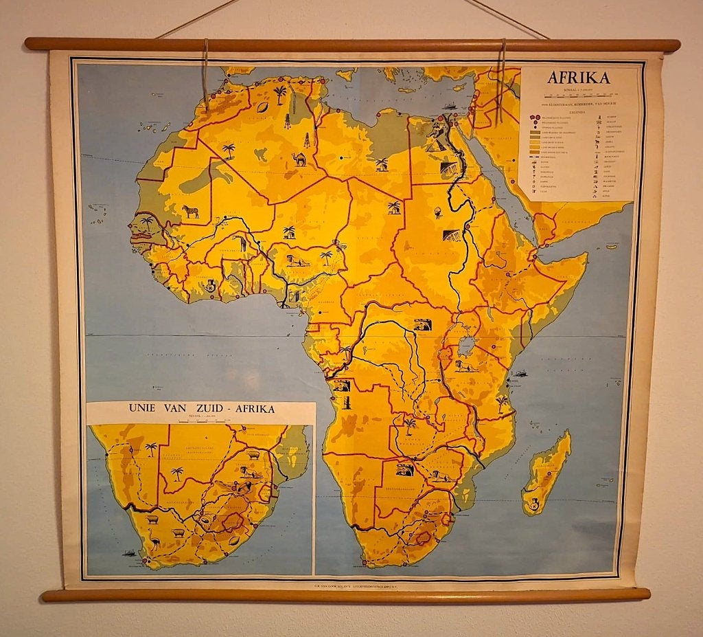 Historische Schoolkaart Afrika eind jaren '50 begin '60, Ophalen, Aardrijkskunde