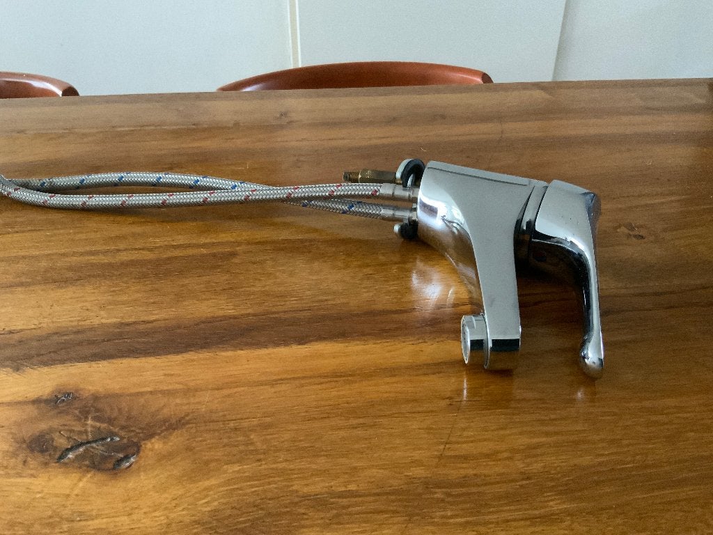 Warm/koud mengkraan, Ophalen of Verzenden, Gebruikt, Chroom, Wastafel