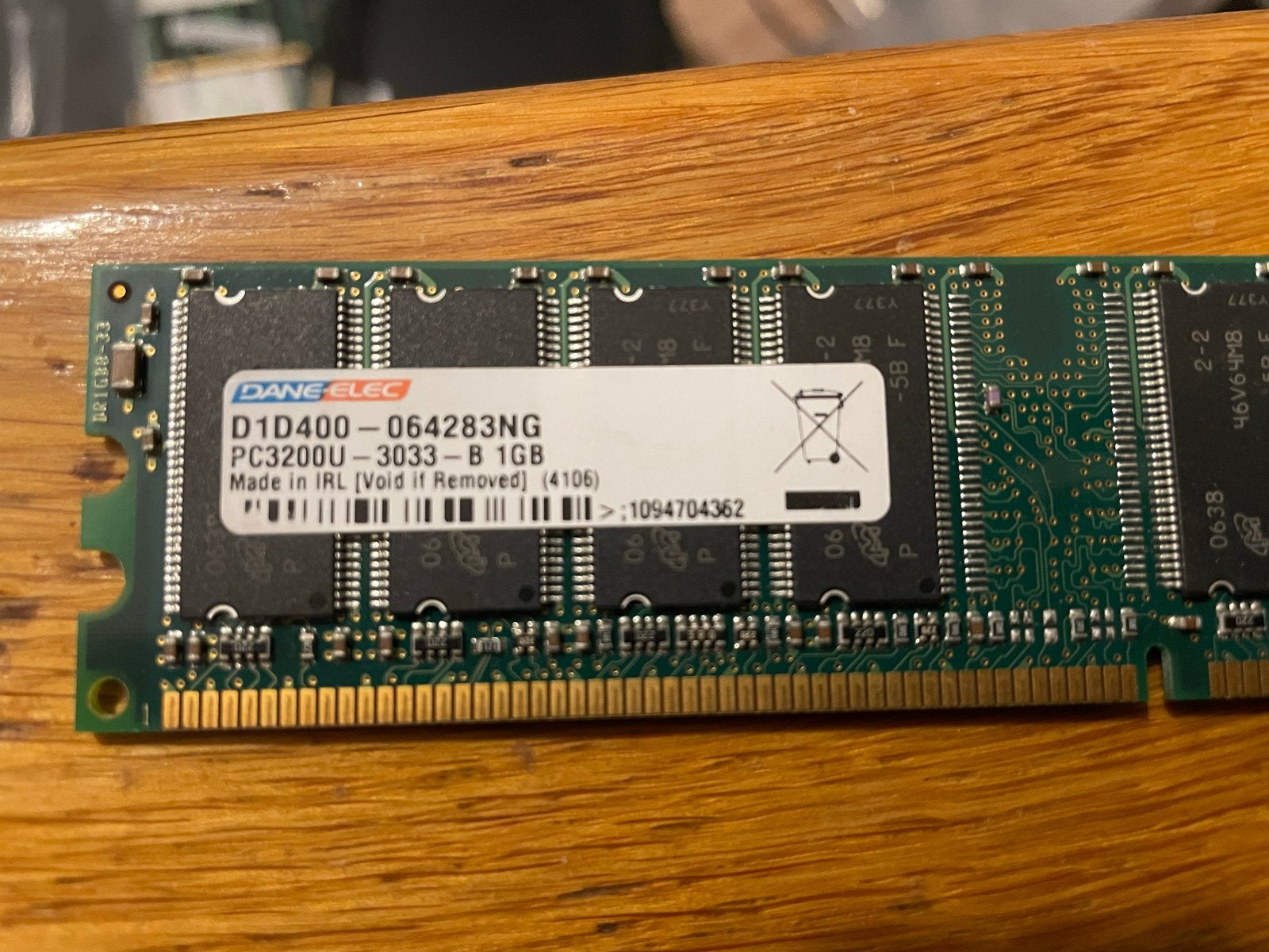 Dane-Elec 1GB DDR1 PC3200U Desktop RAM Geheugen, Computers en Software, Ophalen of Verzenden, DDR, Desktop, 1 GB of minder