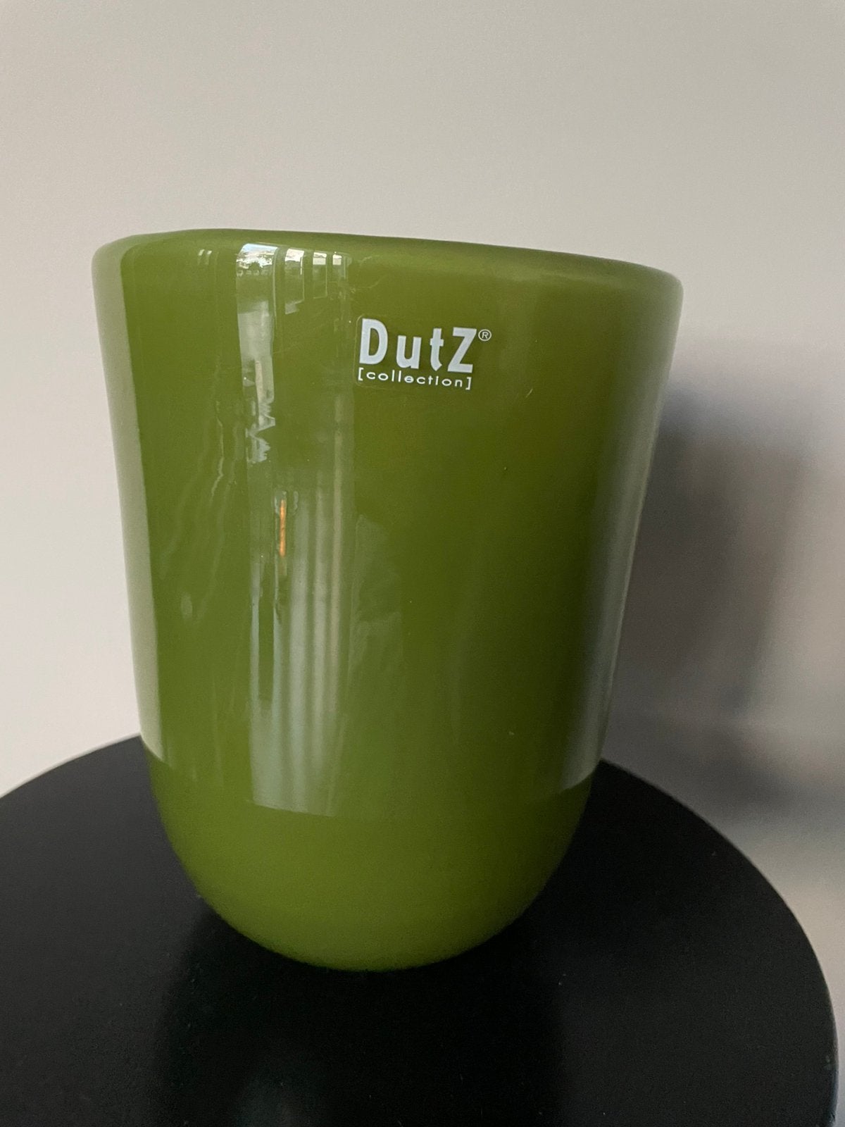 Dutz groen glazen bloempot 20 cm, Ophalen, Zo goed als nieuw, Groen, Overige materialen